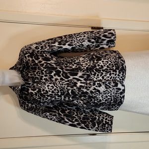 Chico's Quilted Black & White Leopard Print Snap Front Jacket Size 1/M/8/10